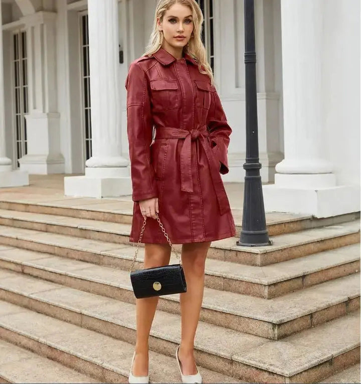 Jane | Faux Leather Shirt Dress for Women