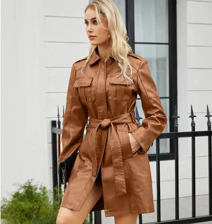 Jane | Faux Leather Shirt Dress for Women