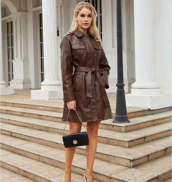 Jane | Faux Leather Shirt Dress for Women