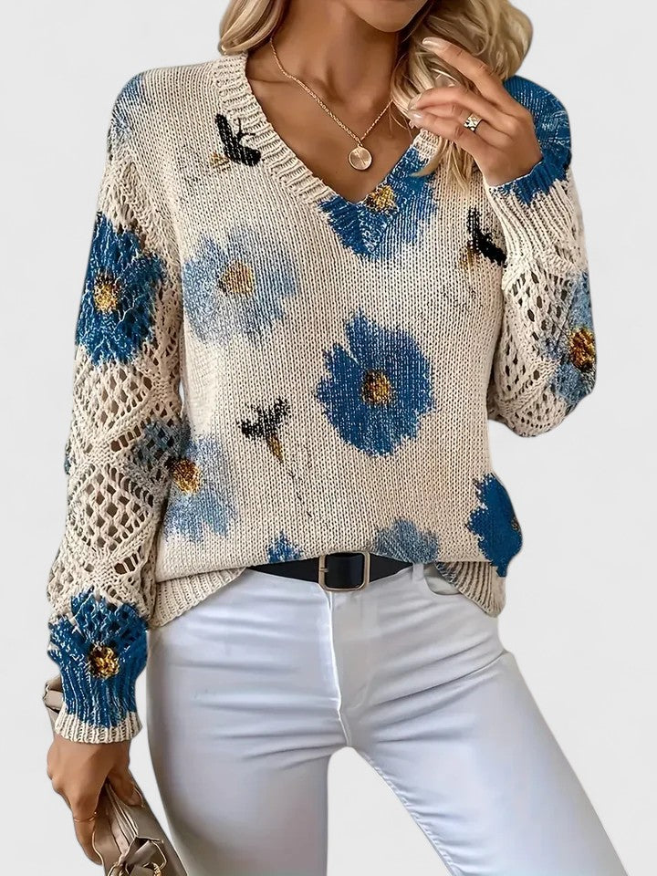 Kaiti Elegant Floral Sweater | Women's Sweater