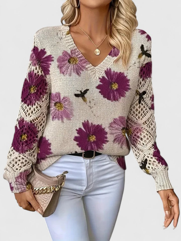 Kaiti Elegant Floral Sweater | Women's Sweater