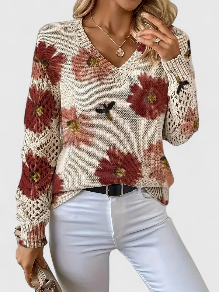Kaiti Elegant Floral Sweater | Women's Sweater