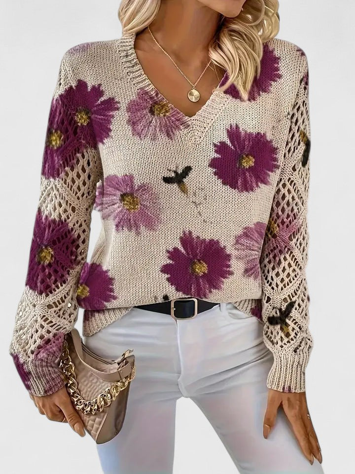 Kaiti Elegant Floral Sweater | Women's Sweater
