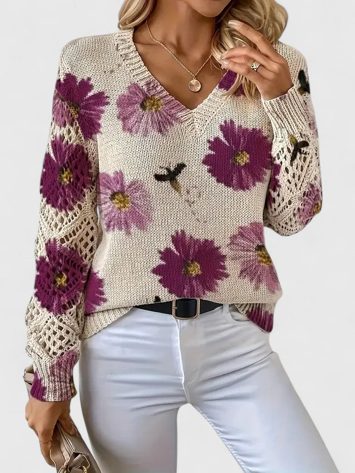 Kaiti Elegant Floral Sweater | Women's Sweater