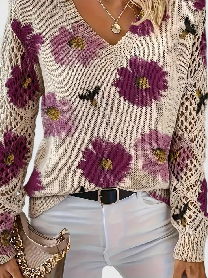 Kaiti Elegant Floral Sweater | Women's Sweater