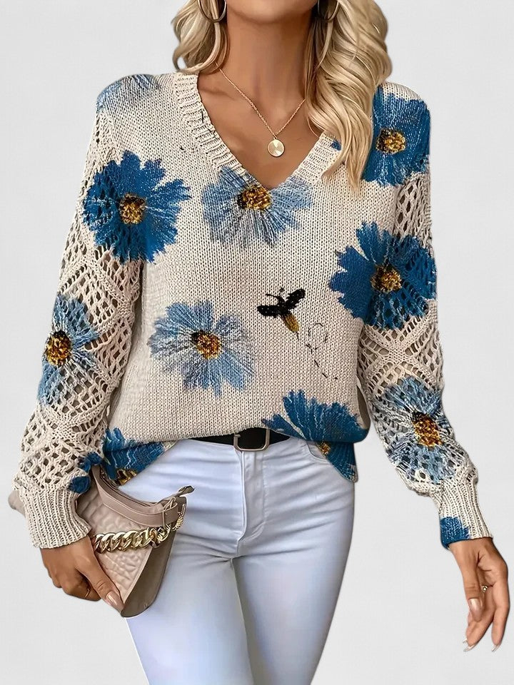Kaiti Elegant Floral Sweater | Women's Sweater