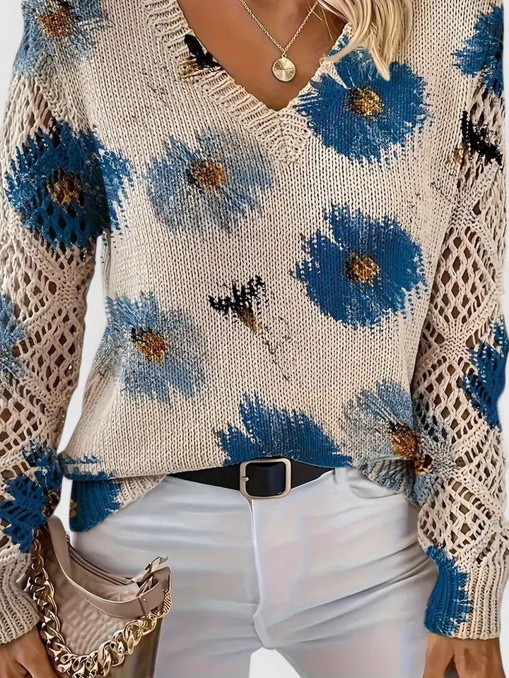 Kaiti Elegant Floral Sweater | Women's Sweater