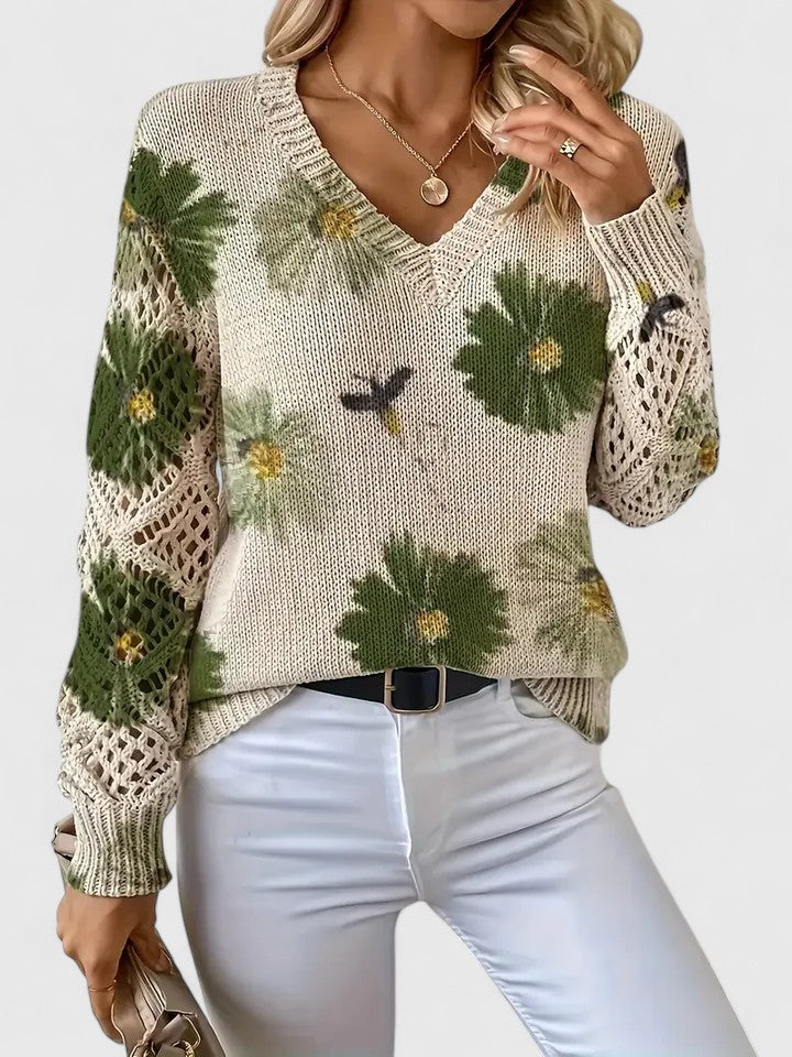 Kaiti Elegant Floral Sweater | Women's Sweater