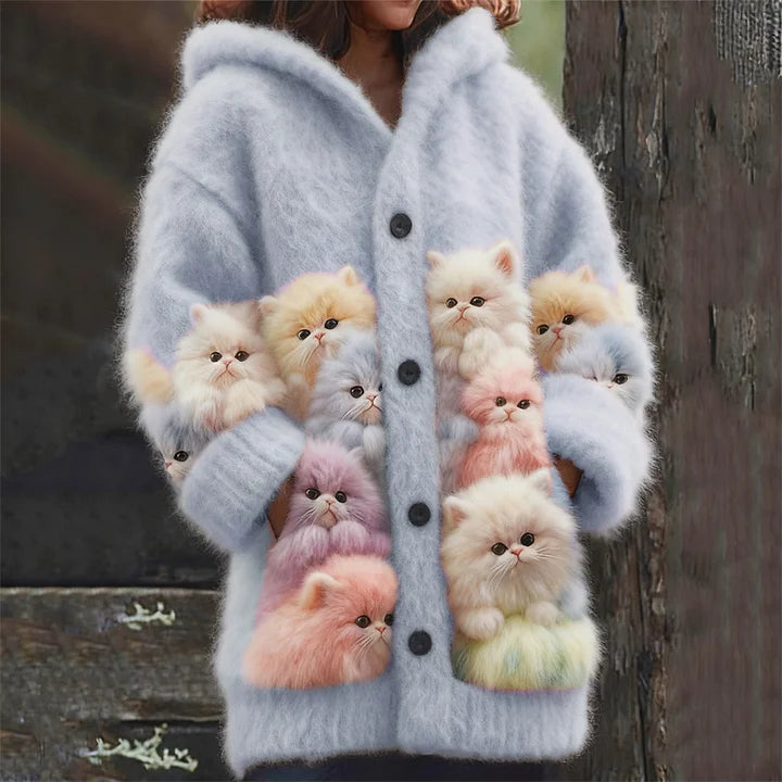 Kelsie | Hooded Cardigan Women with Cat Accents