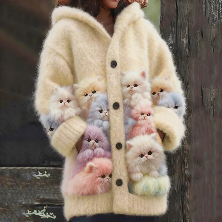 Kelsie | Hooded Cardigan Women with Cat Accents