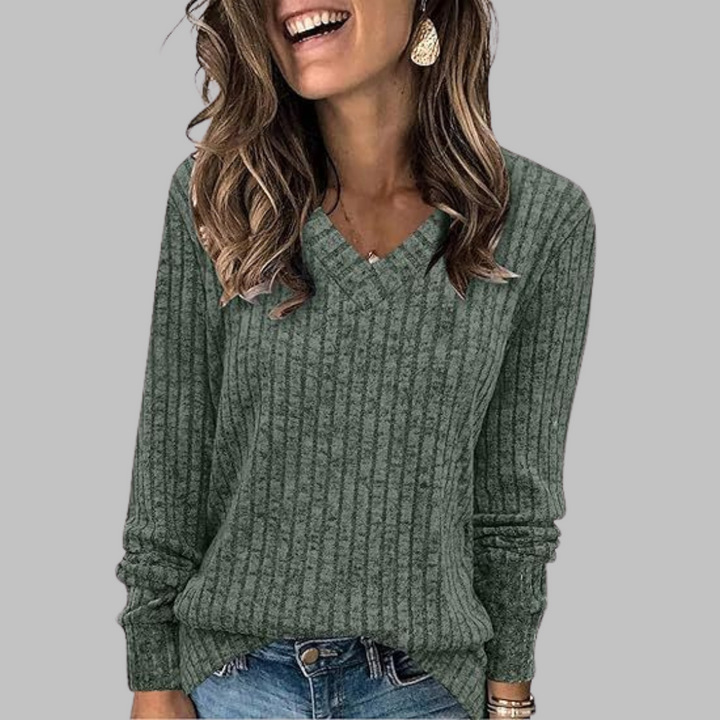 Kimberly Comfy V-Neck Sweater | Women's Soft Knit Top