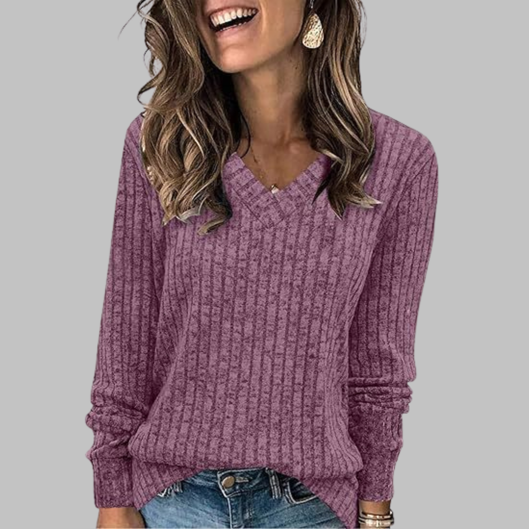 Kimberly Comfy V-Neck Sweater | Women's Soft Knit Top