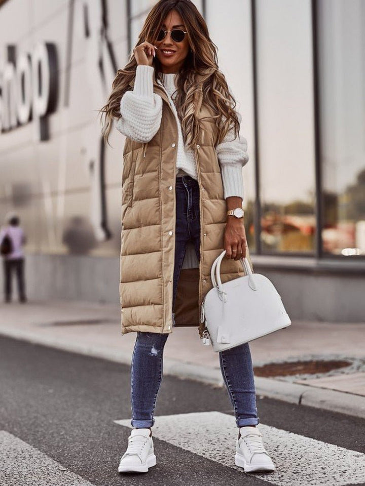Knee-Length Puffer Vest Women | Stylish Autumn Layering