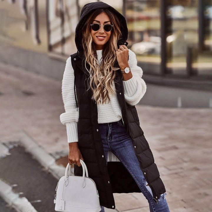 Knee-Length Puffer Vest Women | Stylish Autumn Layering