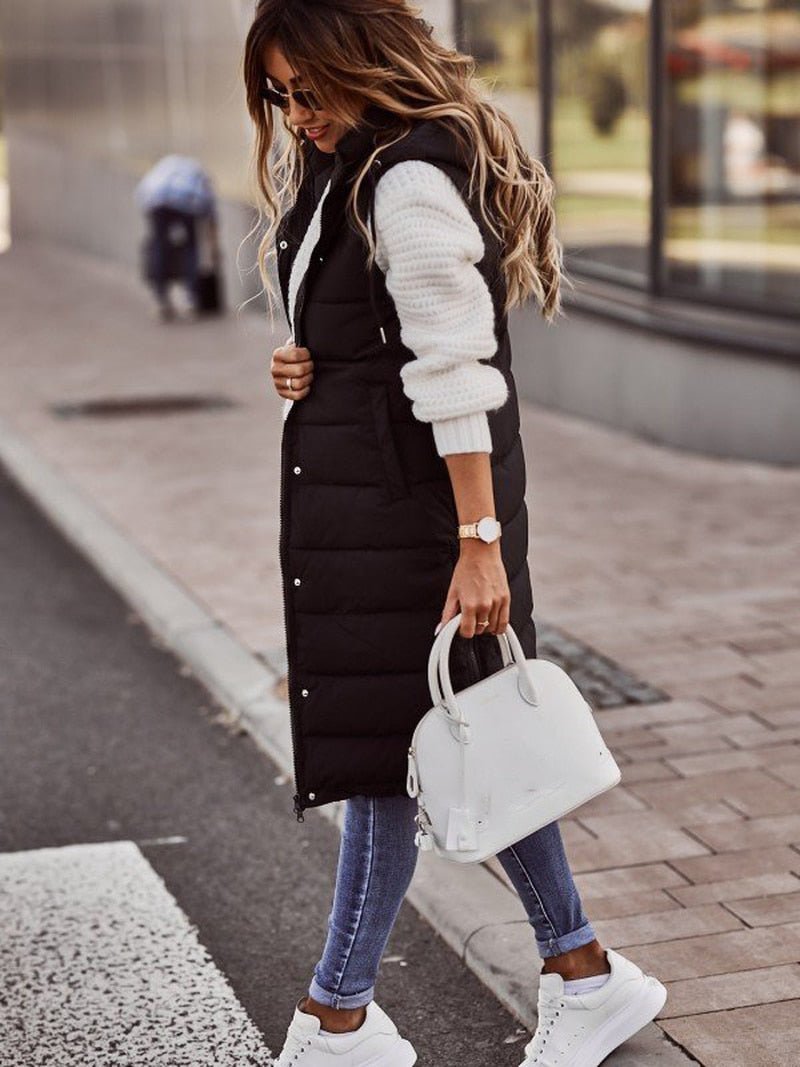 Knee-Length Puffer Vest Women | Stylish Autumn Layering