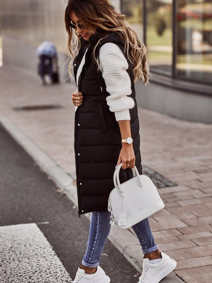 Knee-Length Puffer Vest Women | Stylish Autumn Layering