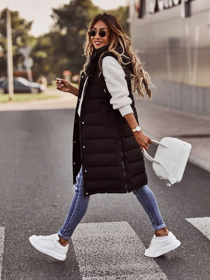 Knee-Length Puffer Vest Women | Stylish Autumn Layering