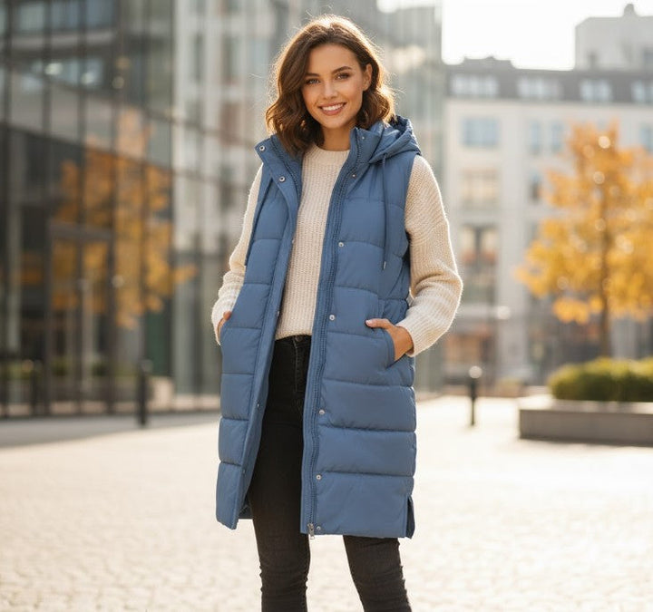 Knee-Length Puffer Vest Women | Stylish Autumn Layering