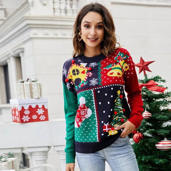 Ladies Knitted Christmas Sweater | Festive Round Neck Top