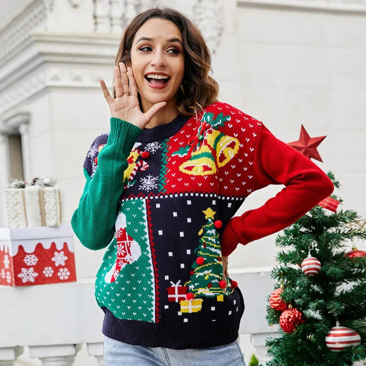 Ladies Knitted Christmas Sweater | Festive Round Neck Top