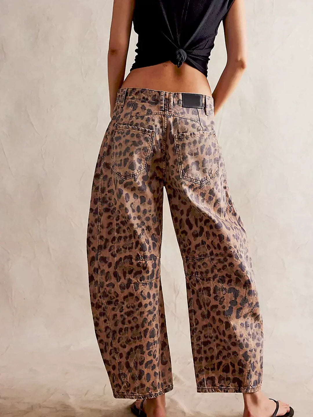 Leopard Print Barrel Jeans | Women's Casual Denim