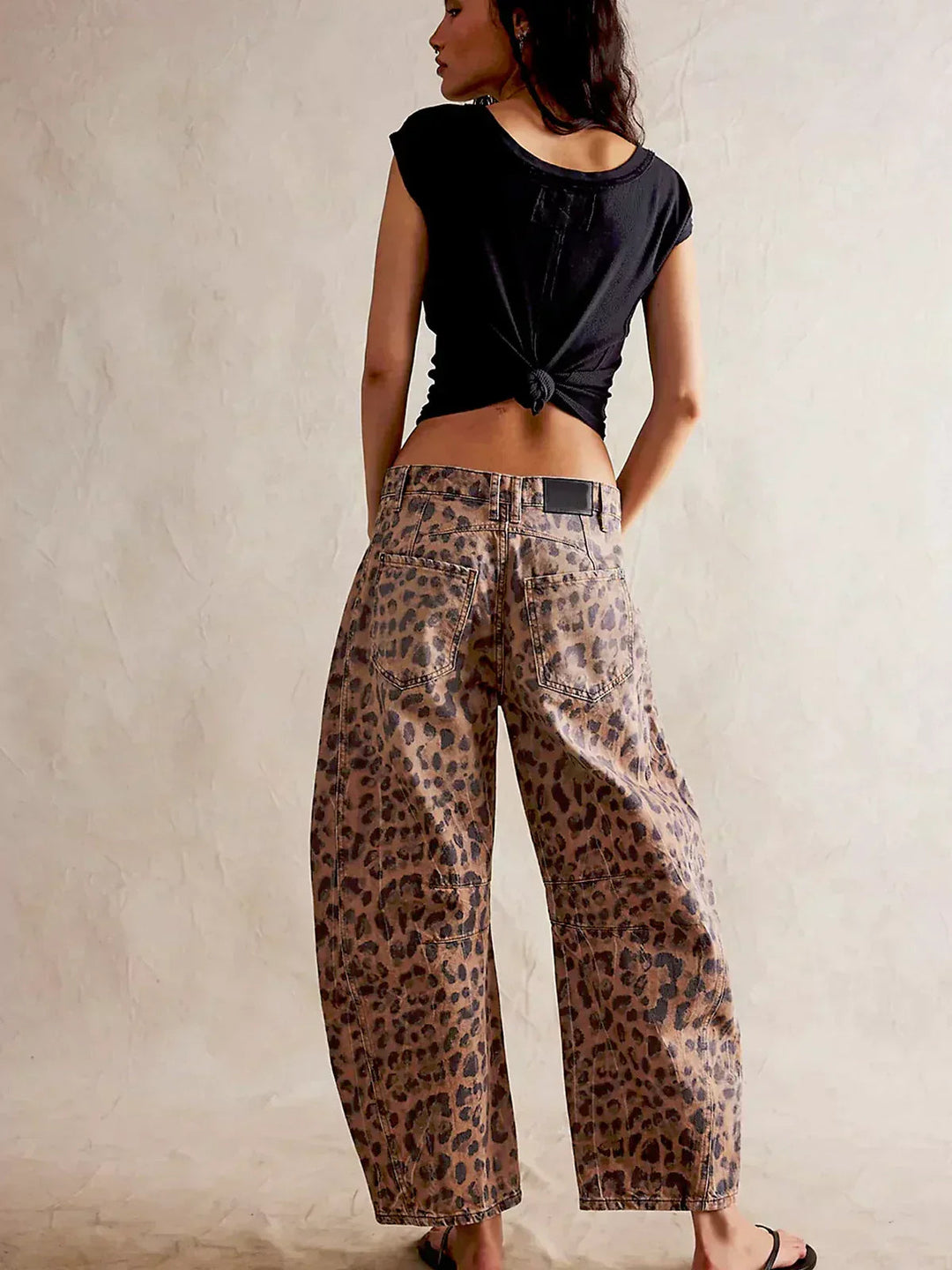 Leopard Print Barrel Jeans | Women's Casual Denim