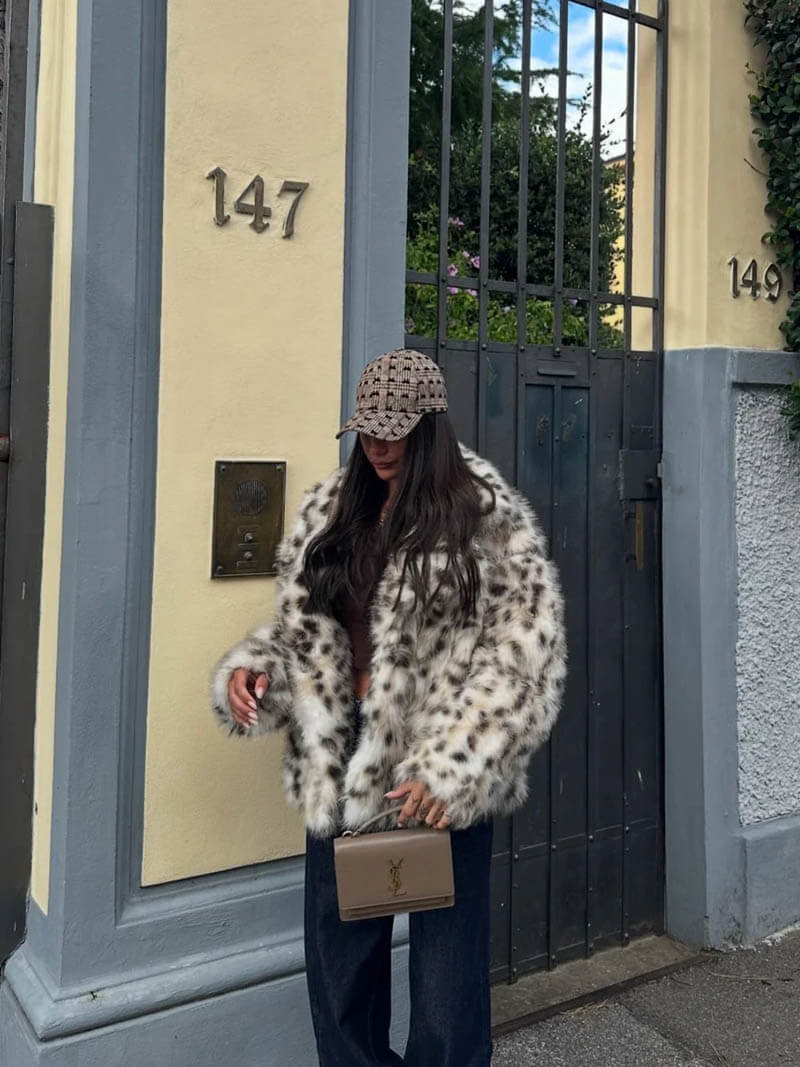 Leopard Print Faux Fur Jacket | Stylish Women's Outerwear
