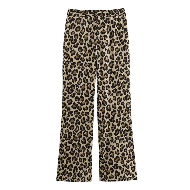Leopard Print Wide Leg Pants | Women's Fashion Trousers