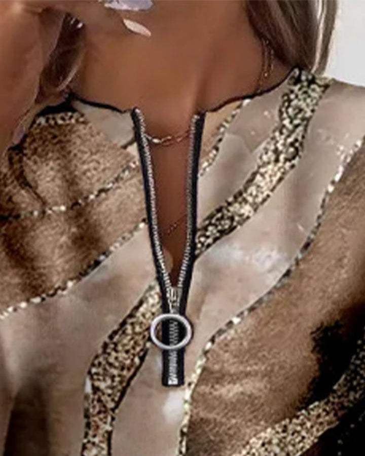 Lera Half-Zip Vintage Print Sweatshirt | Casual Wear