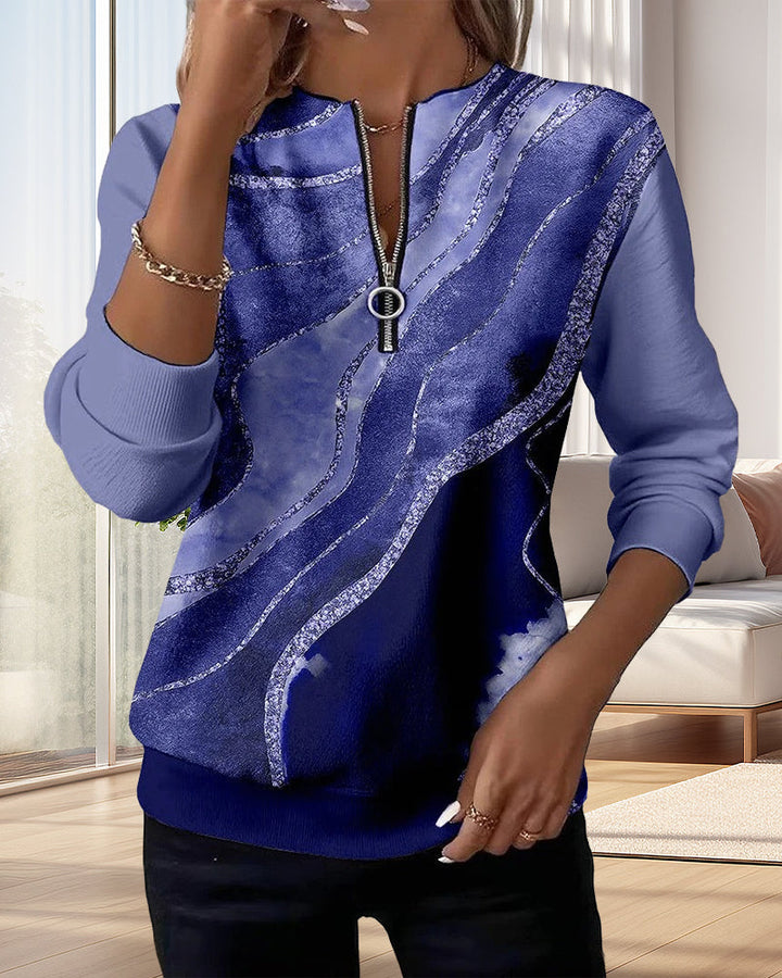 Lera Half-Zip Vintage Print Sweatshirt | Casual Wear