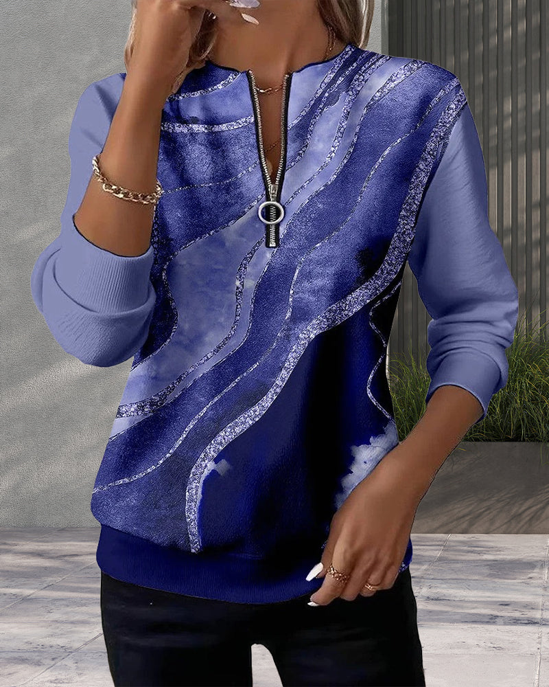 Lera Half-Zip Vintage Print Sweatshirt | Casual Wear