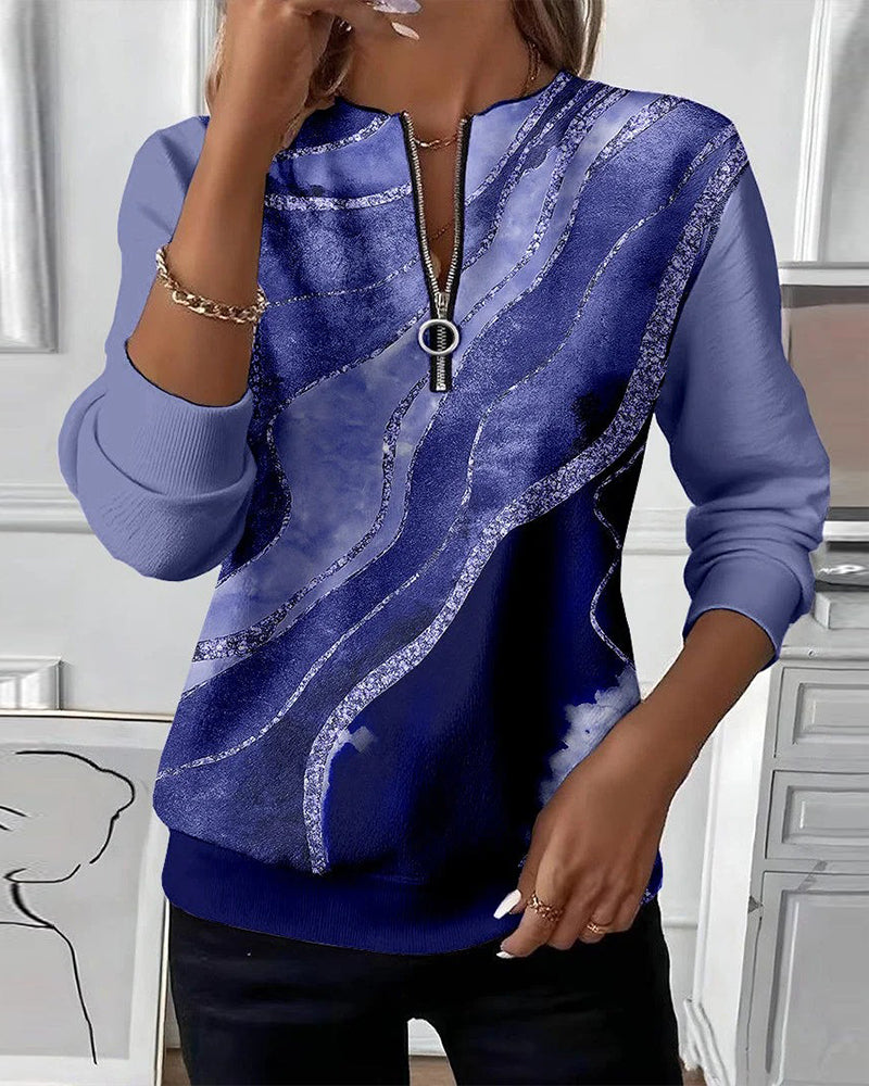 Lera Half-Zip Vintage Print Sweatshirt | Casual Wear