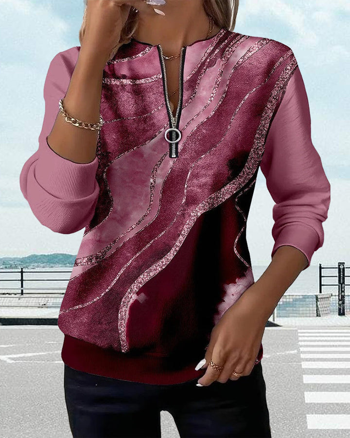 Lera Half-Zip Vintage Print Sweatshirt | Casual Wear