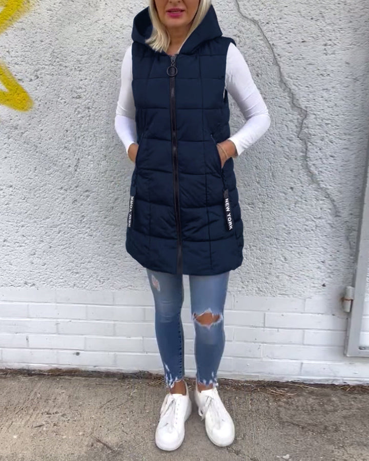 Long Puffer Vest Women | Hooded Winter Vest