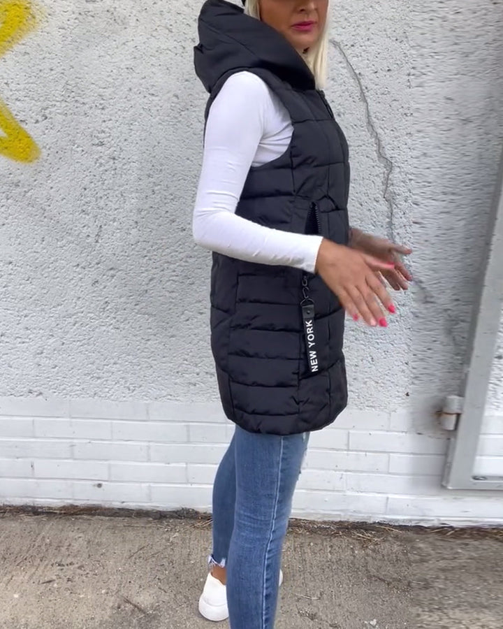 Long Puffer Vest Women | Hooded Winter Vest