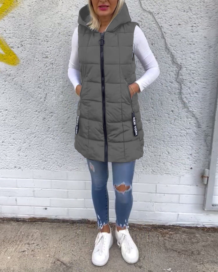 Long Puffer Vest Women | Hooded Winter Vest