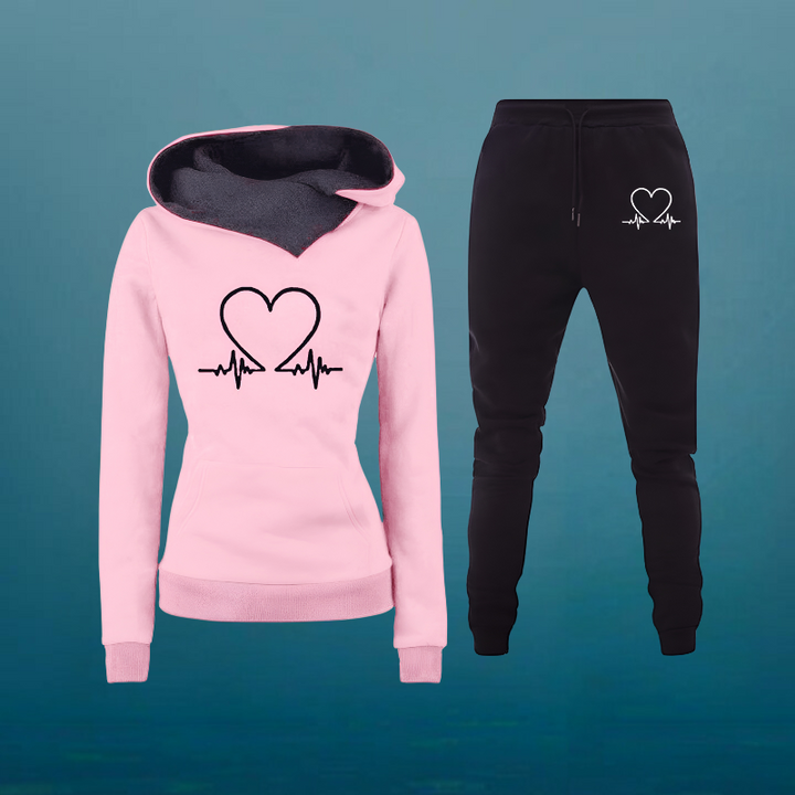 LovePulse Ensemble | Cozy Tracksuit with Heartbeat Design