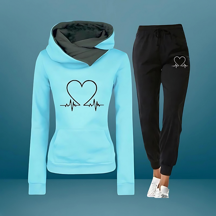 LovePulse Ensemble | Cozy Tracksuit with Heartbeat Design