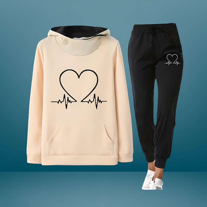 LovePulse Ensemble | Cozy Tracksuit with Heartbeat Design
