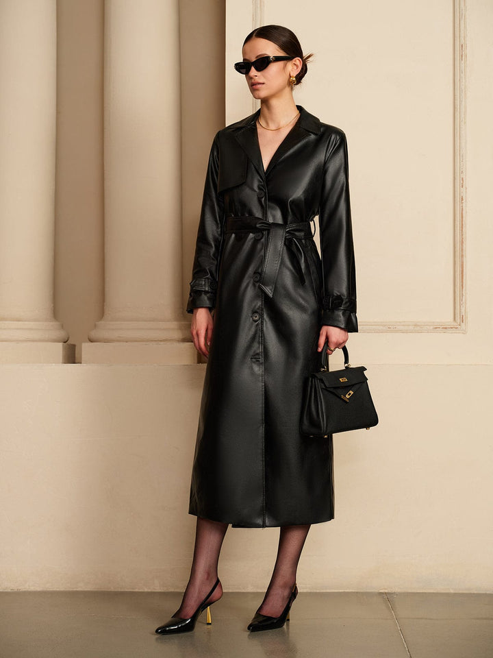 Manon | Elegant Leather Trench Coat for Women