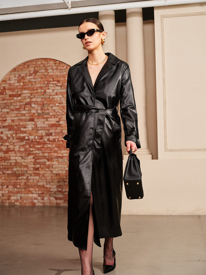 Manon | Elegant Leather Trench Coat for Women