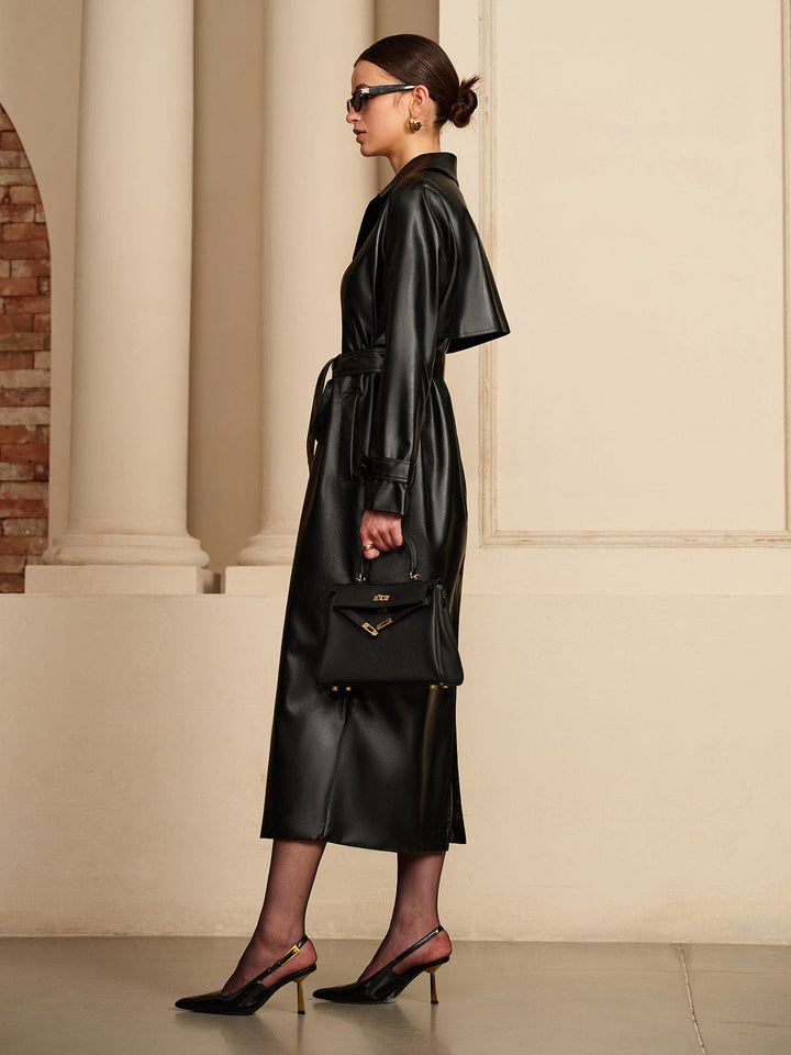 Manon | Elegant Leather Trench Coat for Women