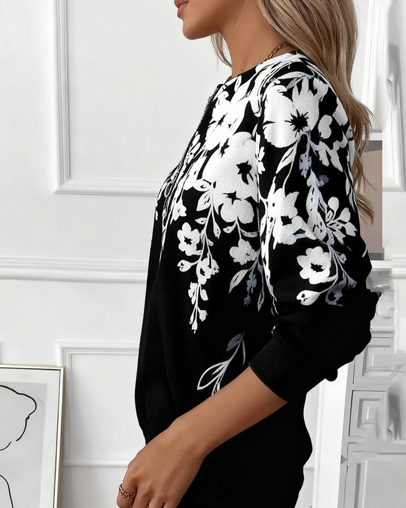 Marci Printed Half Zip Sweatshirt | Casual Fashion Top