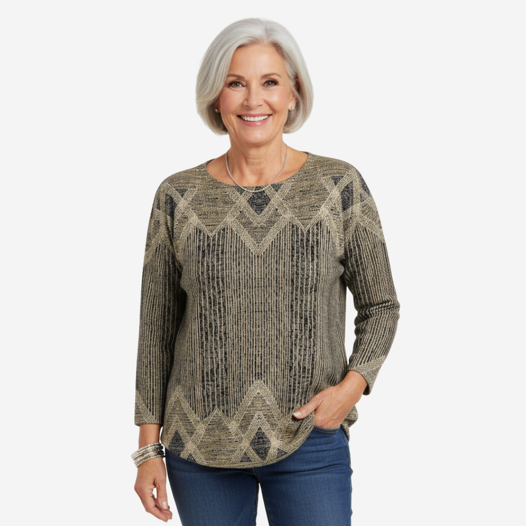Margaret | Women's Striped Sweater in Soft Cotton Blend