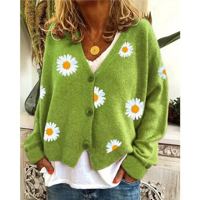 Martha | Embroidered Daisy Cardigan Sweater for Women