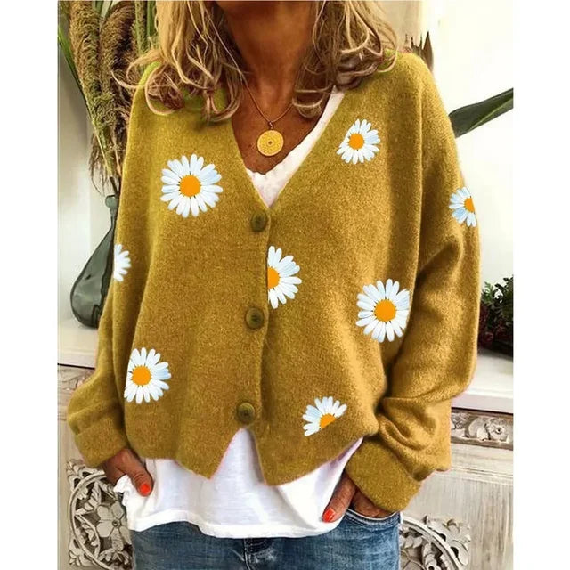 Martha | Embroidered Daisy Cardigan Sweater for Women