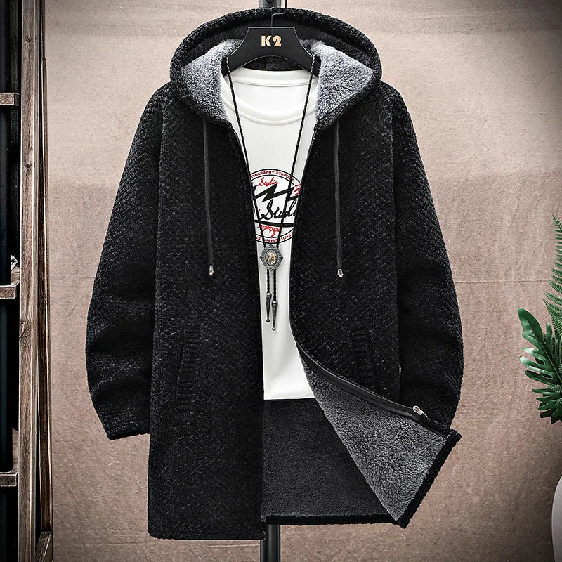 Women's Fleece Hooded Cardigan | Warm Long Coat Sweater