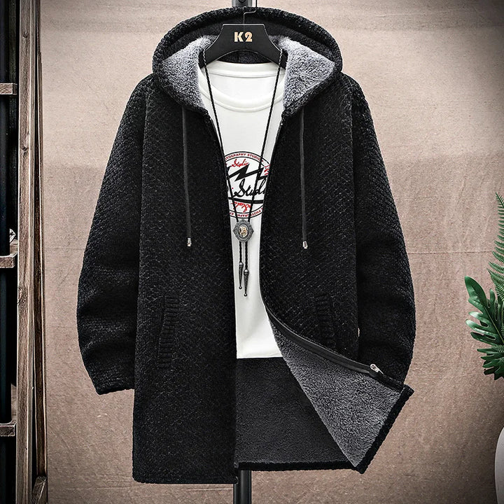 Women's Fleece Hooded Cardigan | Warm Long Coat Sweater