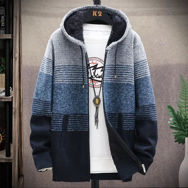 Women's Thickened Fleece Hooded Cardigan | Winter Knitwear