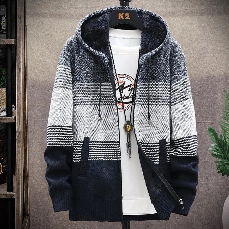 Women's Thickened Fleece Hooded Cardigan | Winter Knitwear